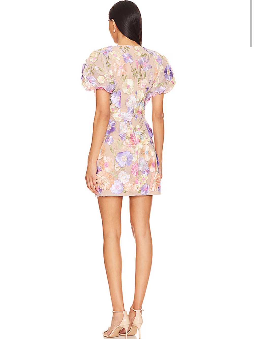 Elliatt Anthea Embroidered V-Neck Mini Dress in Multi Pastel NWT - Picture 2 of 7